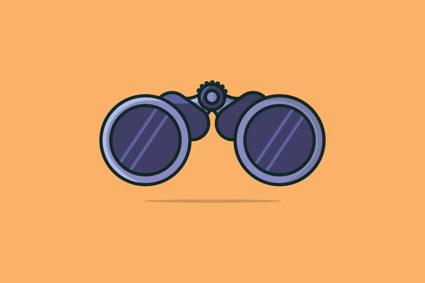 Binoculars Optical Instrument vector illustration. Binocular explorer object icon concept. Binoculars with glass lenses for viewing distant object vector design with shadow on light orange background.
