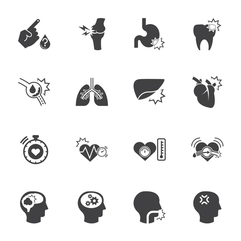 Medical icon set. pain and symptom, Vector solid icon