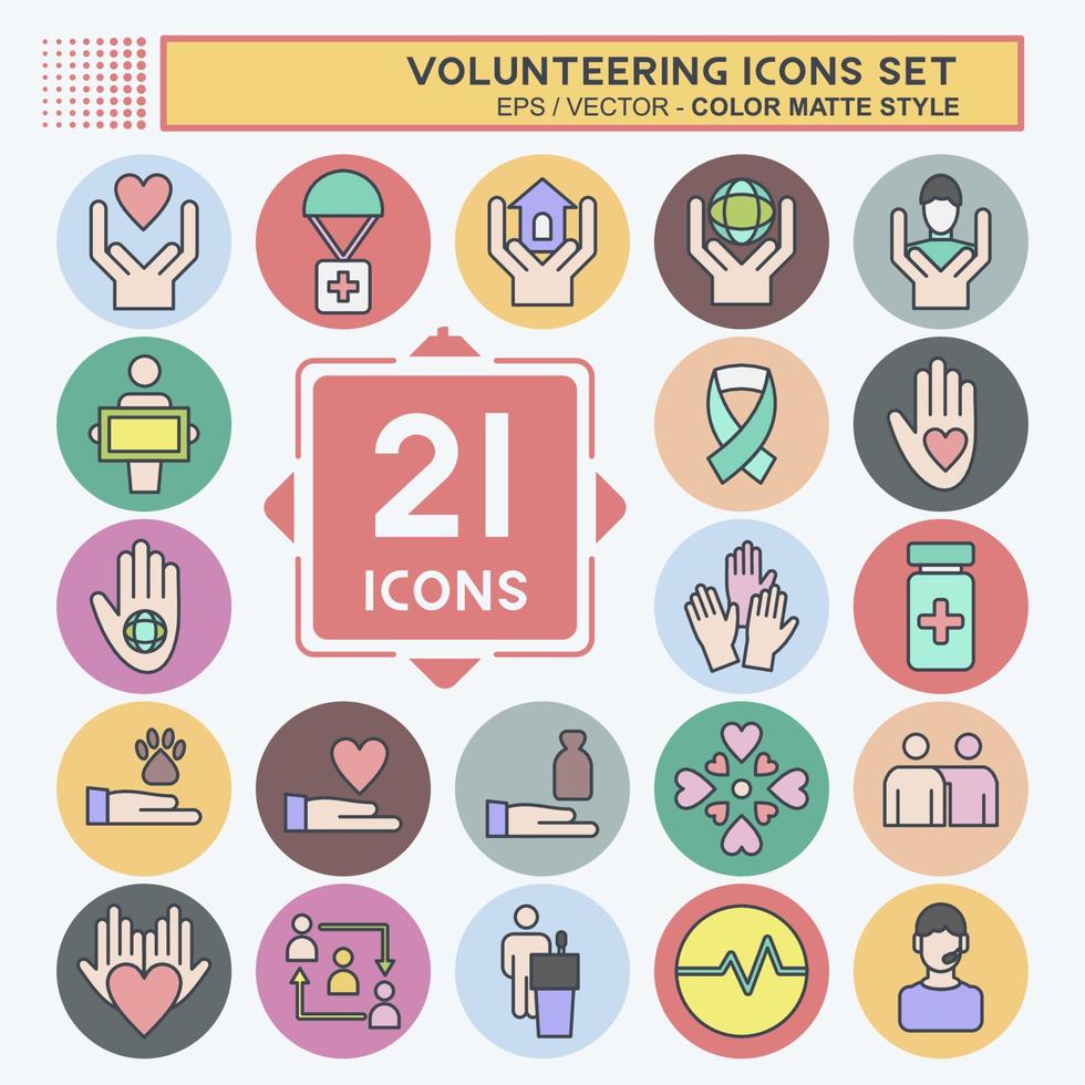 Icon Set Icon Volunteering. related to Volunteering symbol. color mate style. Help and support. friendship vector