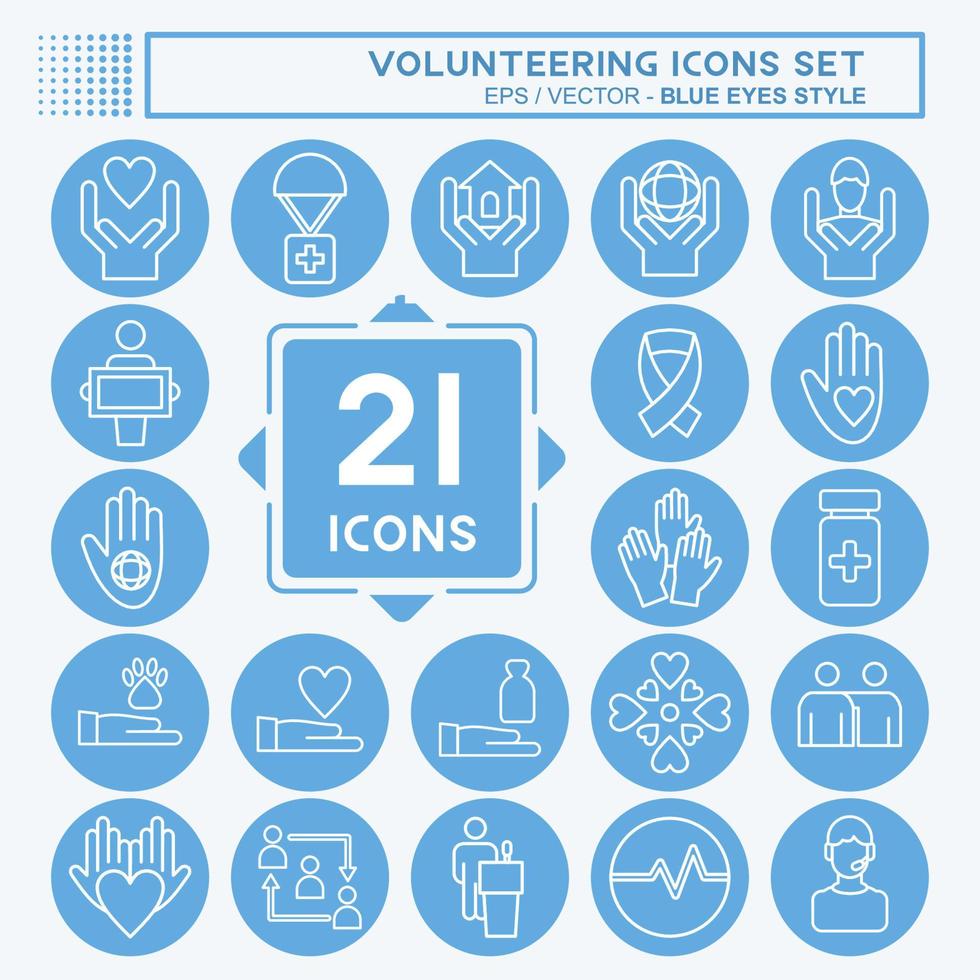 Icon Set Icon Volunteering. related to Volunteering symbol. blue eyes style. Help and support. friendship vector