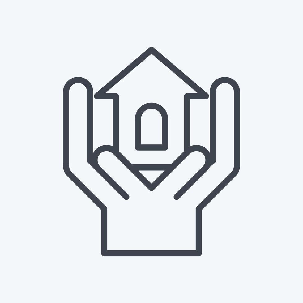 Icon Volunteeringless Shelter. related to Volunteering symbol. line style. Help and support. friendship vector
