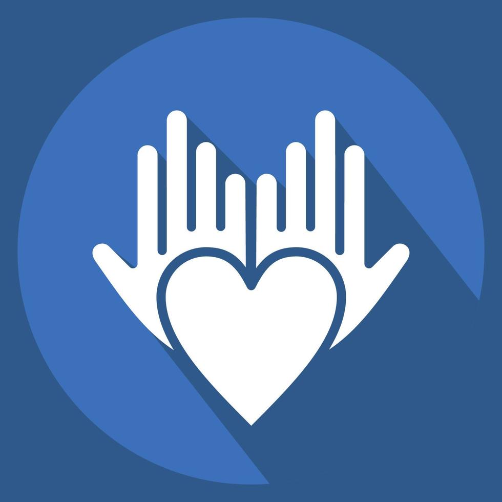 Icon Philanthropist. related to Volunteering symbol. long shadow style. Help and support. friendship vector