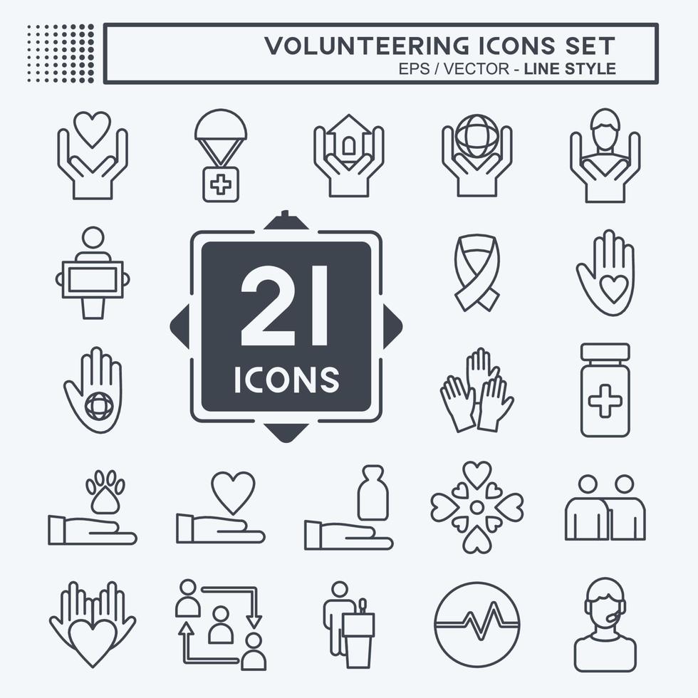 Icon Set Icon Volunteering. related to Volunteering symbol. line style. Help and support. friendship vector