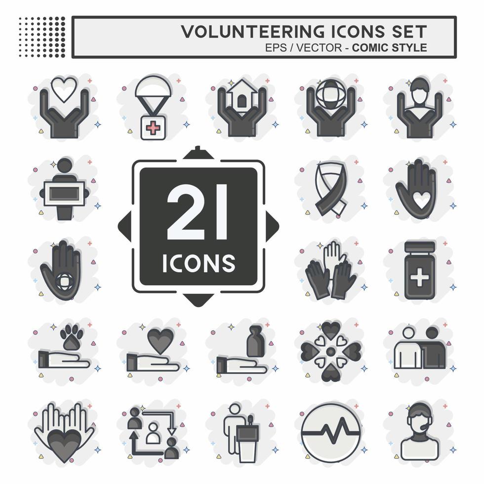 Icon Set Icon Volunteering. related to Volunteering symbol. Comic Style. Help and support. friendship vector