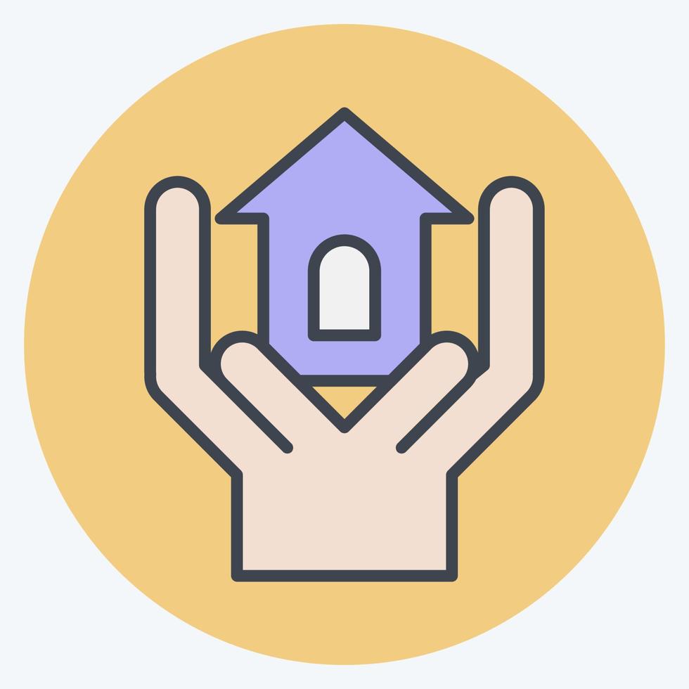 Icon Volunteeringless Shelter. related to Volunteering symbol. color mate style. Help and support. friendship vector