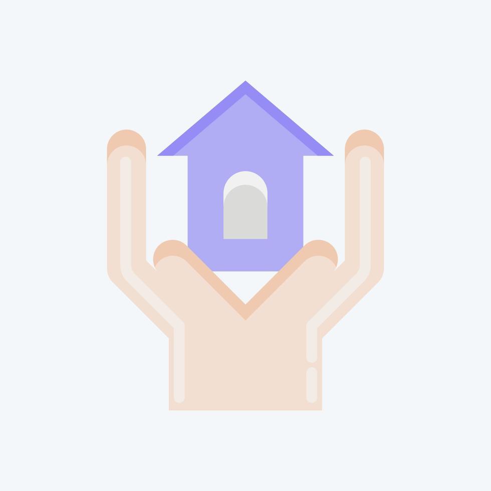 Icon Volunteeringless Shelter. related to Volunteering symbol. flat style. Help and support. friendship vector
