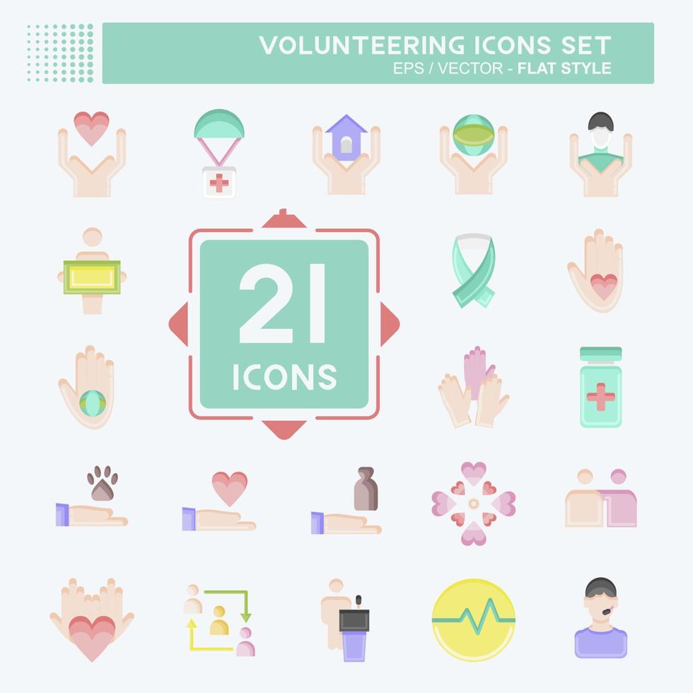 Icon Set Icon Volunteering. related to Volunteering symbol. flat style. Help and support. friendship vector