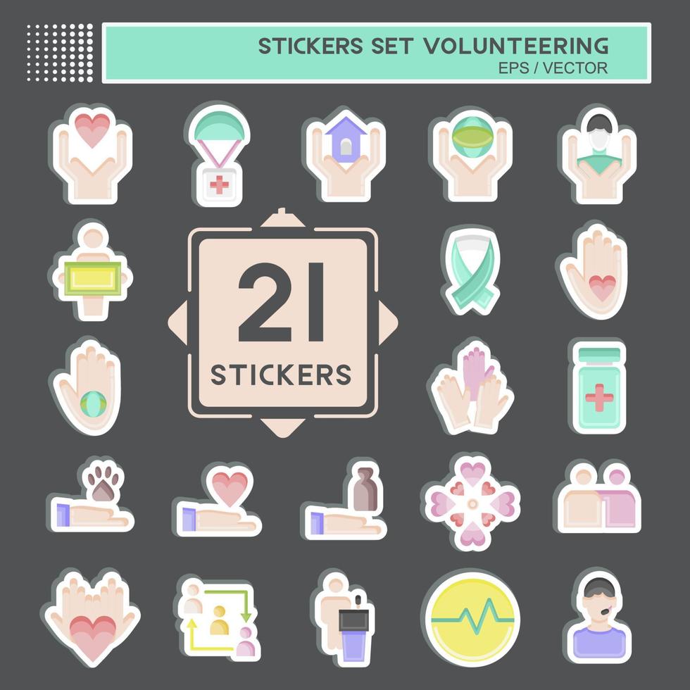 Sticker Set Sticker Volunteering. related to Volunteering symbol. Help and support. friendship vector