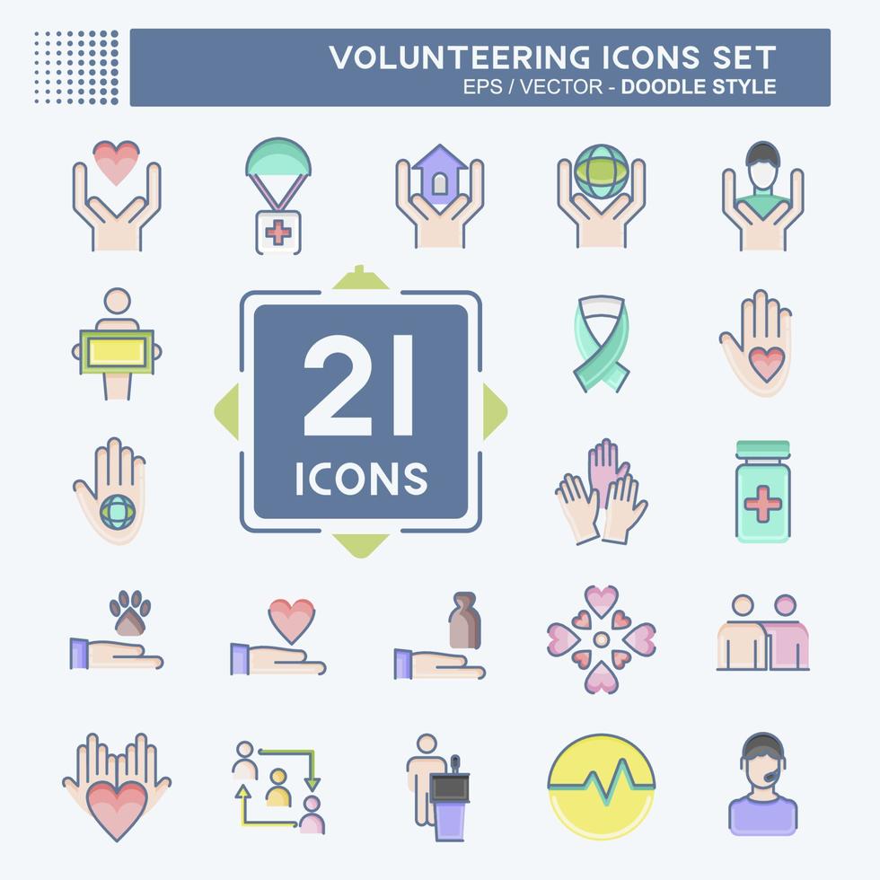 Icon Set Icon Volunteering. related to Volunteering symbol. doodle style. Help and support. friendship vector
