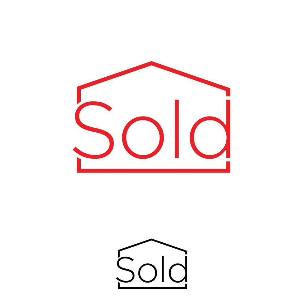 Sold letter with red color flat concept design vector