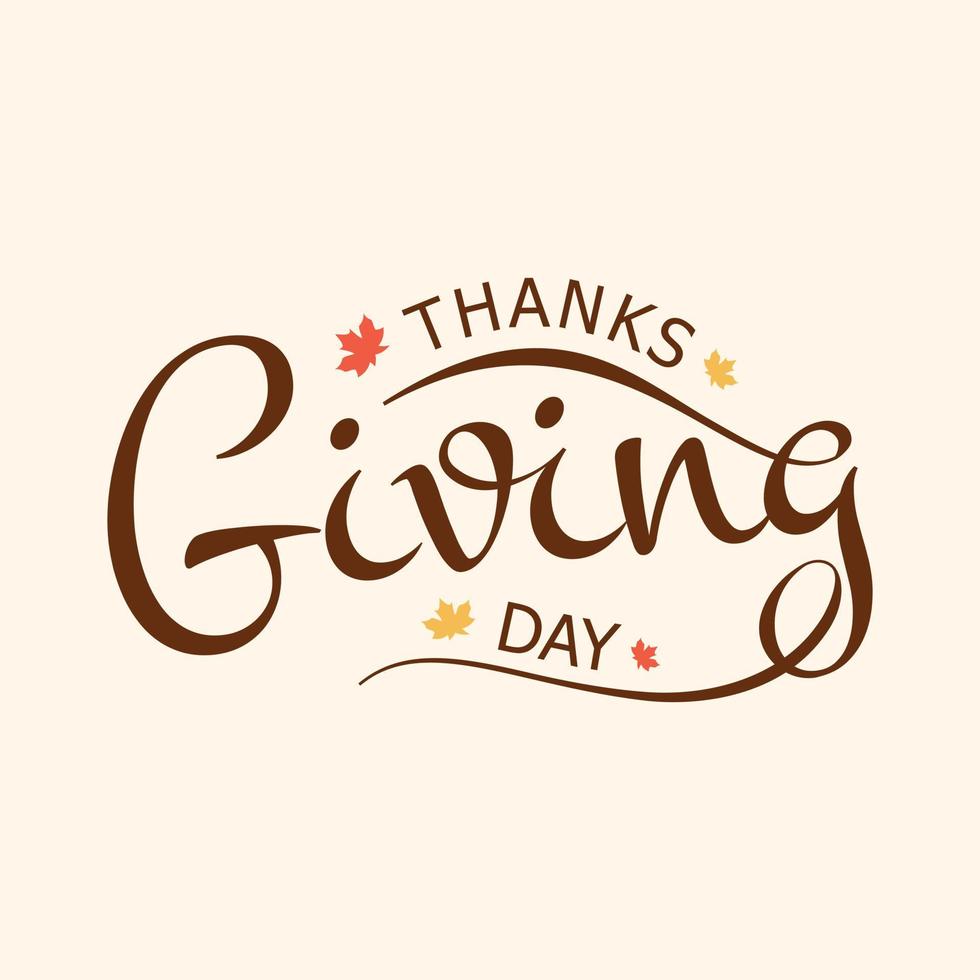 Thanksgiving Day hand lettering text for element design vector