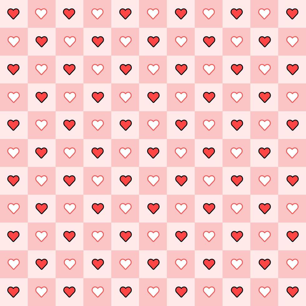 Valentine's day candy hearts and pink red white tartan plaid vector patterns. Heart check design seamless pattern. illustration vector 10 eps.