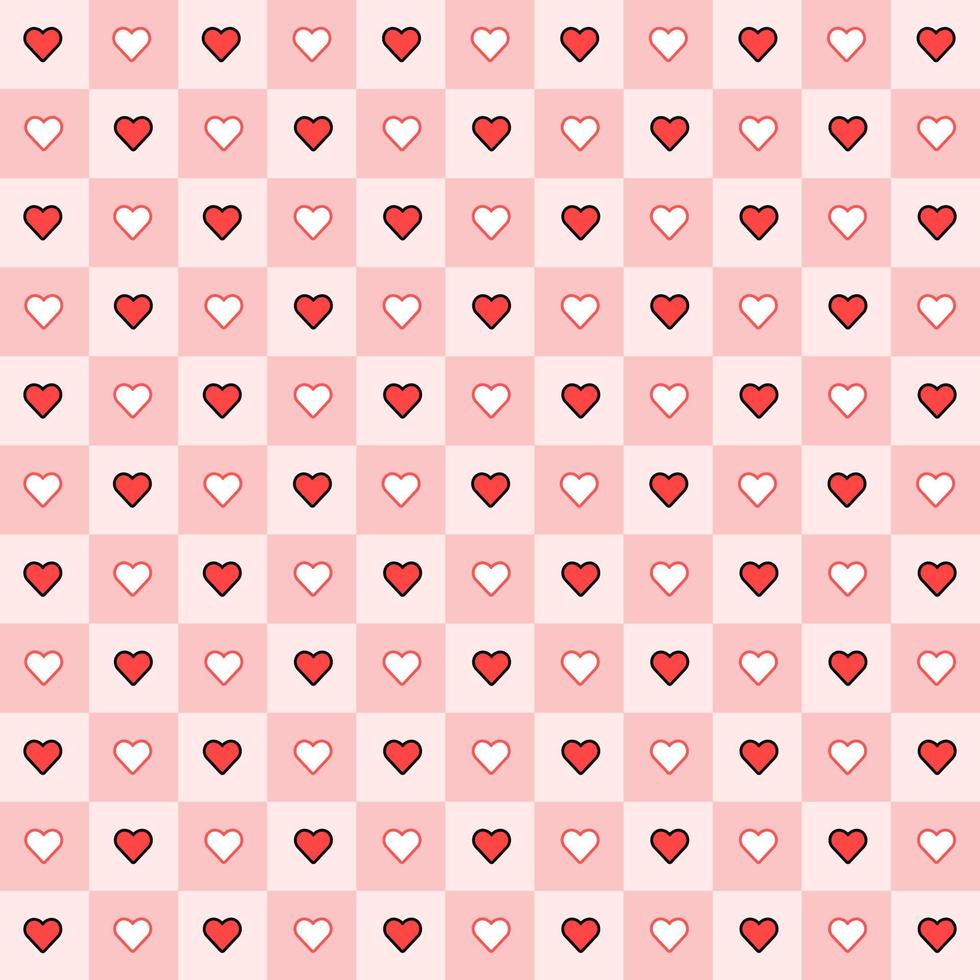 Valentine's day candy hearts and pink red white tartan plaid vector patterns. Heart check design seamless pattern. illustration vector 10 eps.