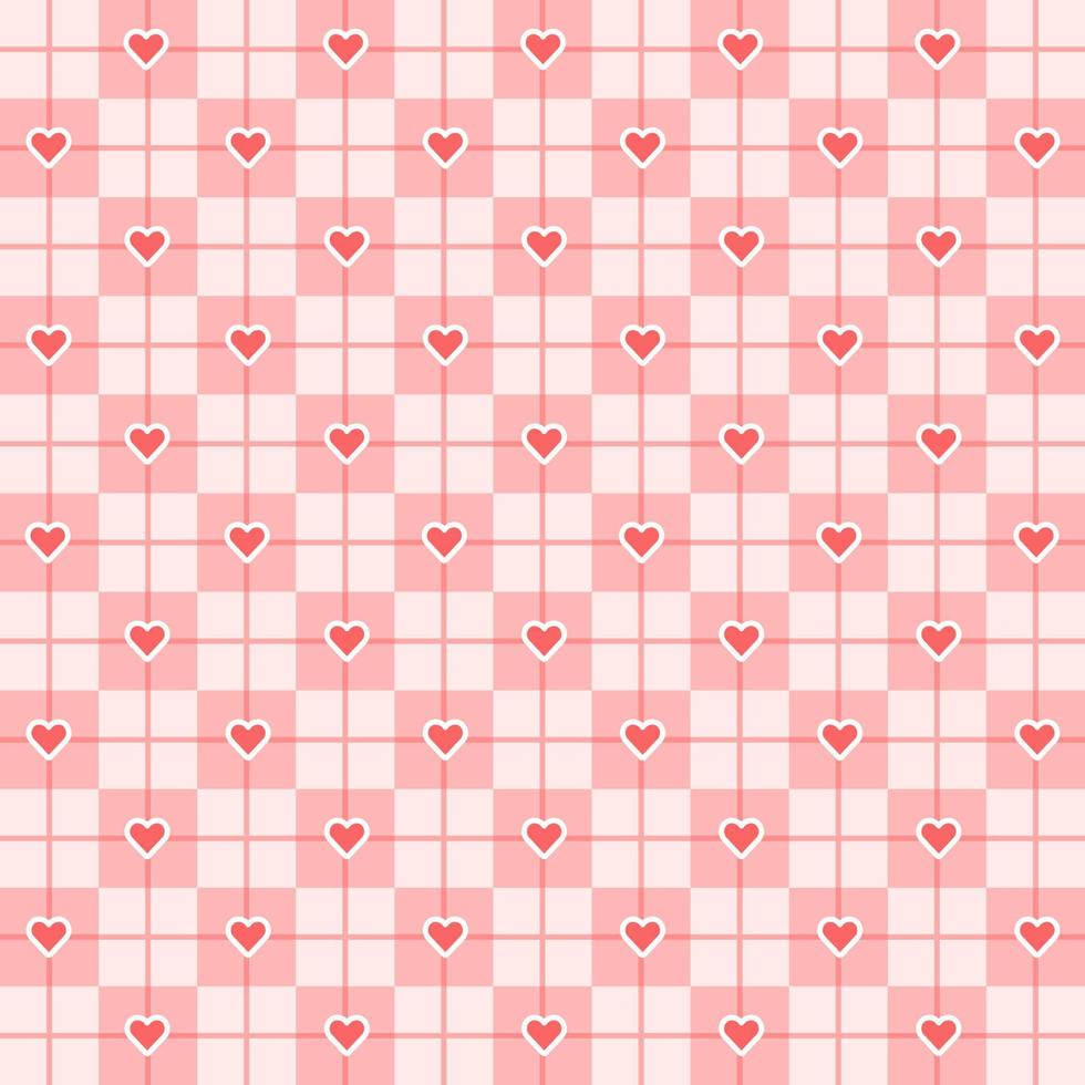 Valentine's day candy hearts and pink red white tartan plaid vector patterns. Heart check design seamless pattern. illustration vector 10 eps.