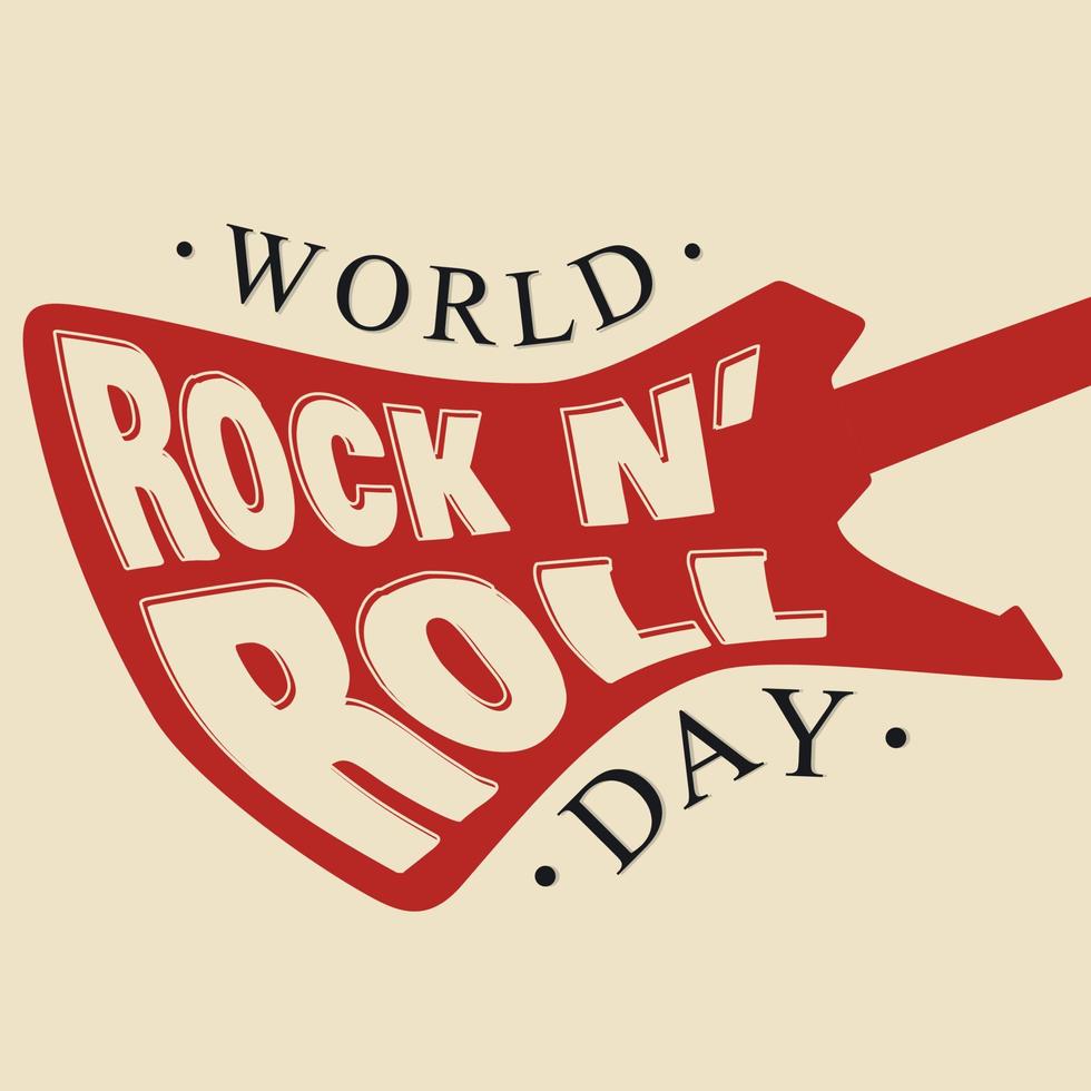 carta del día mundial del rock n roll dibujada a mano vector