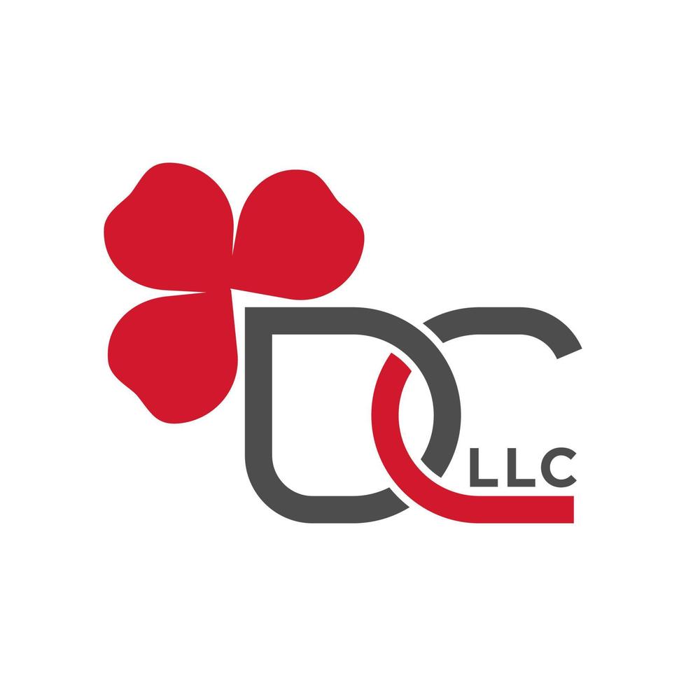 DC letter logo template vector design with clover