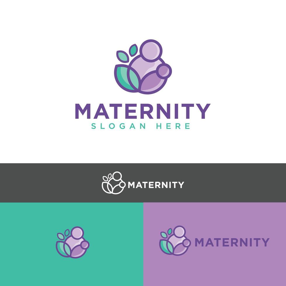 Mom and baby logo designs icon vector