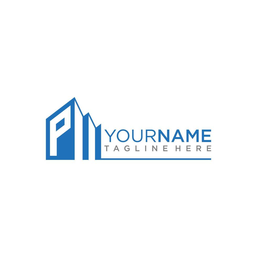 PM letter logo design template vector