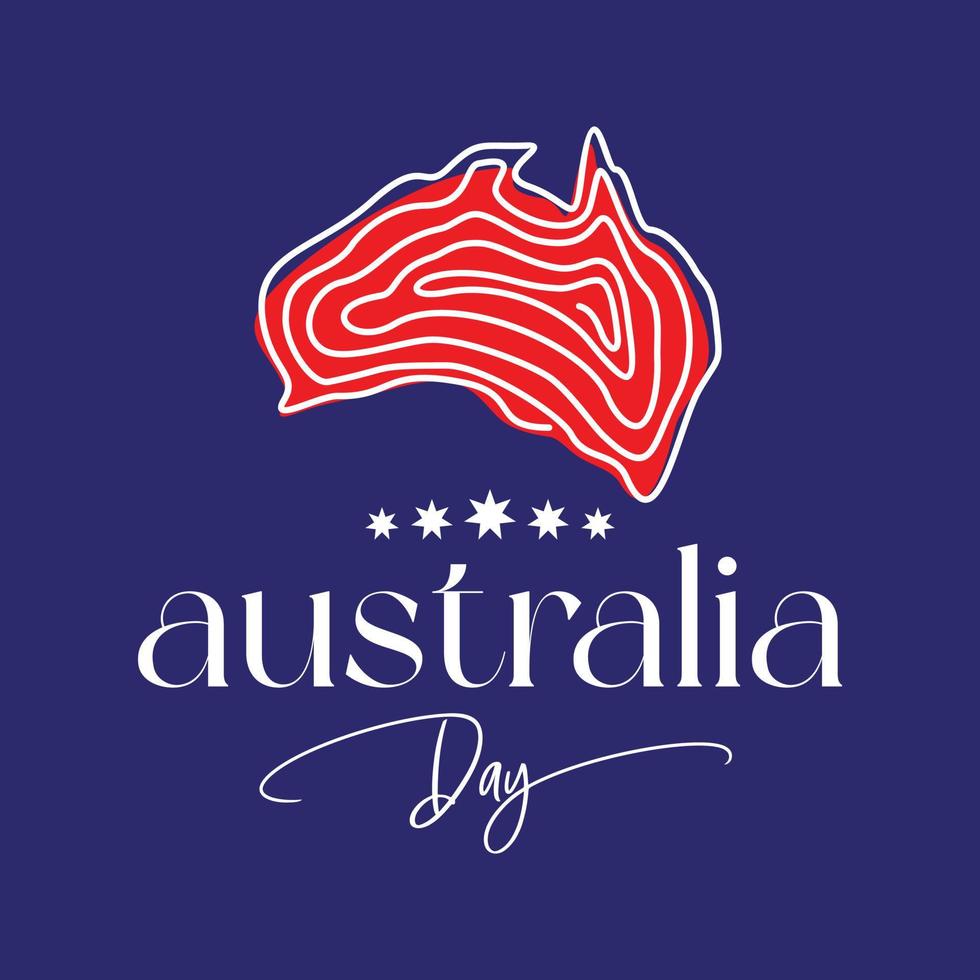 Australia day background with map fingerprint style vector