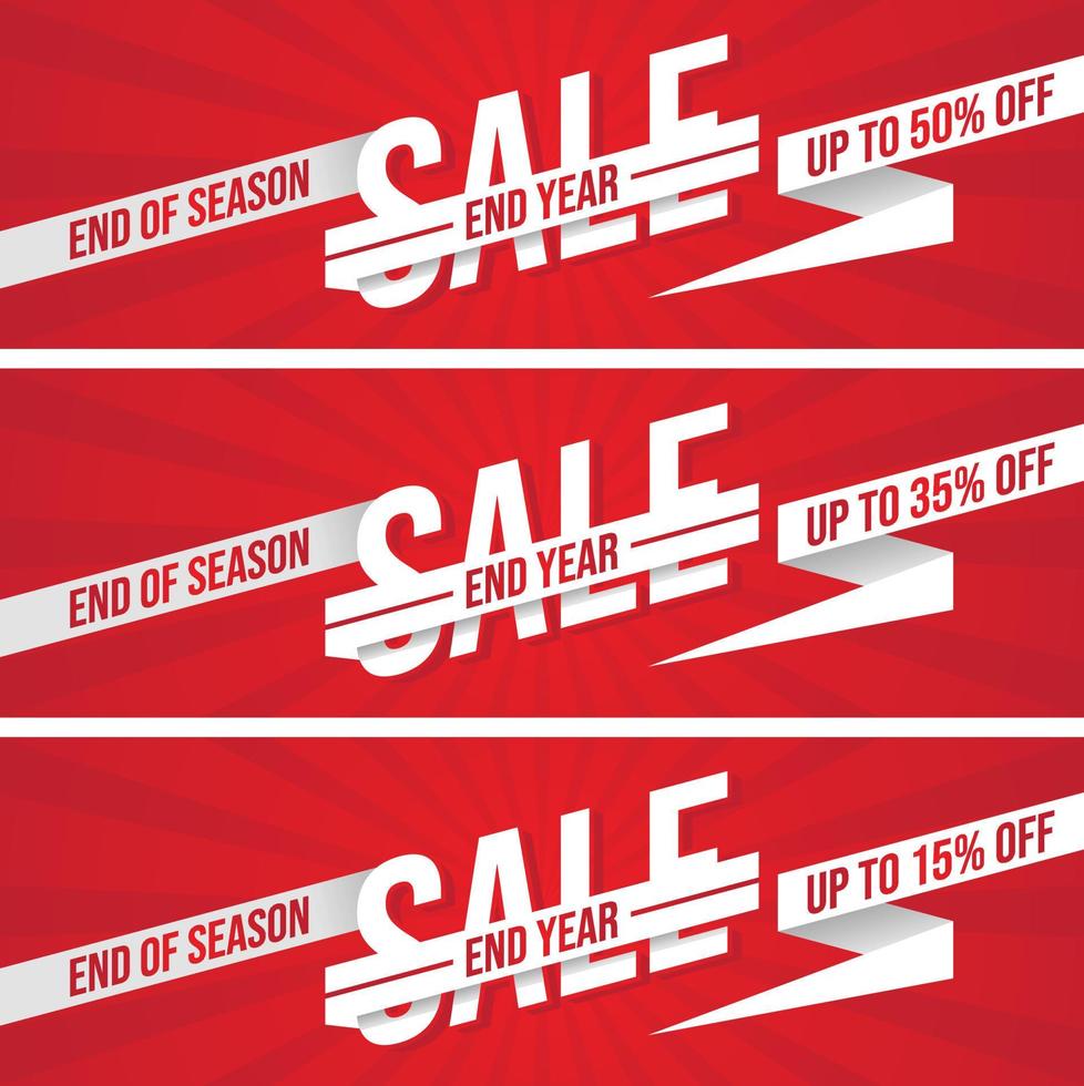 Set of End Year Sale banner vector