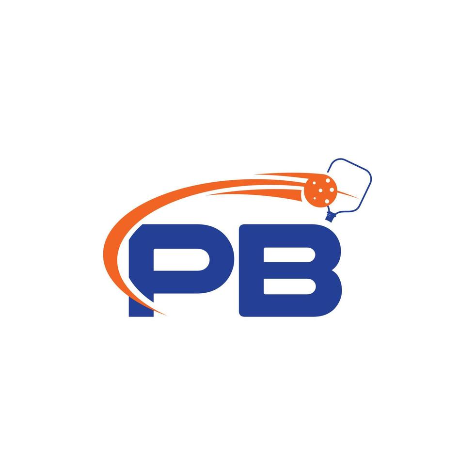 letra pb para el equipo deportivo de pickleball con logotipo vector