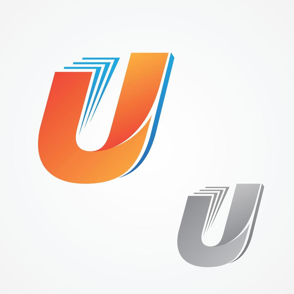 U letter for your best business symbol with color orange vector