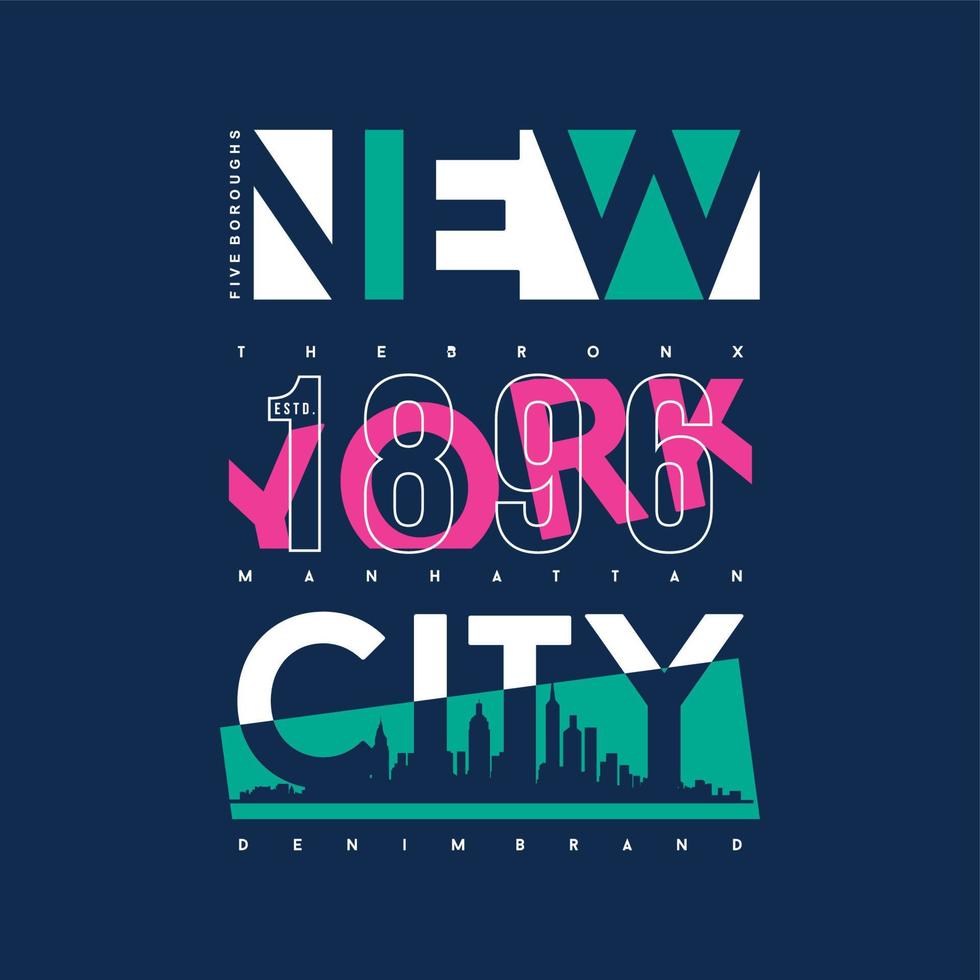 impresión de camiseta gráfica de la ciudad de nueva york, vector tipográfico