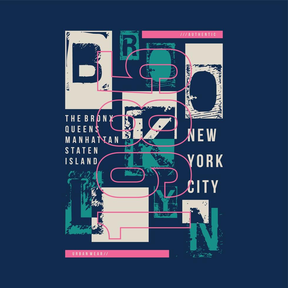 brooklyn marco de texto tipografía gráfica vector imprimir