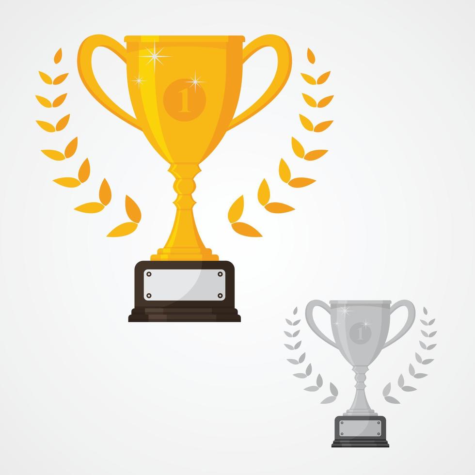 Winner solid trophy icon with number one and different color vector