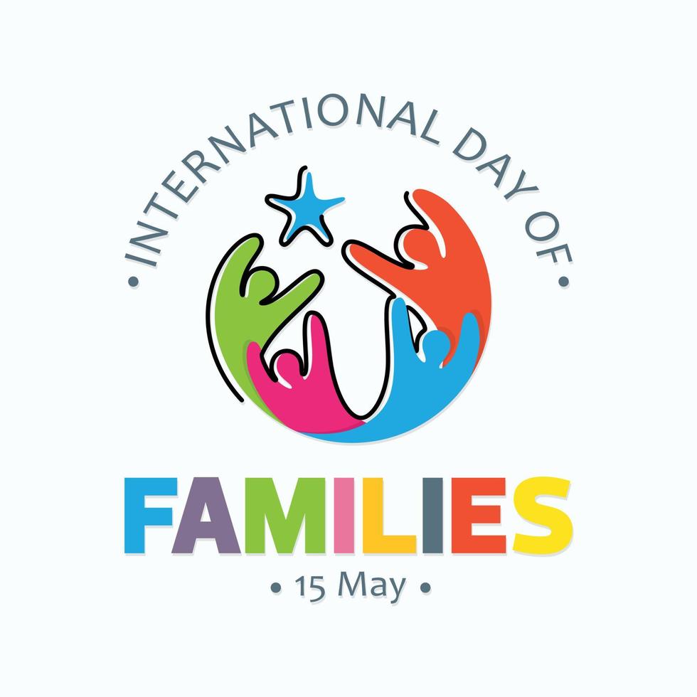 Colorful word of international day of families with abstract people vector