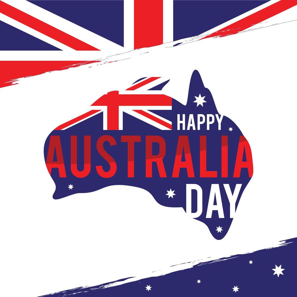 feliz día de australia mapa en forma de fondo vector