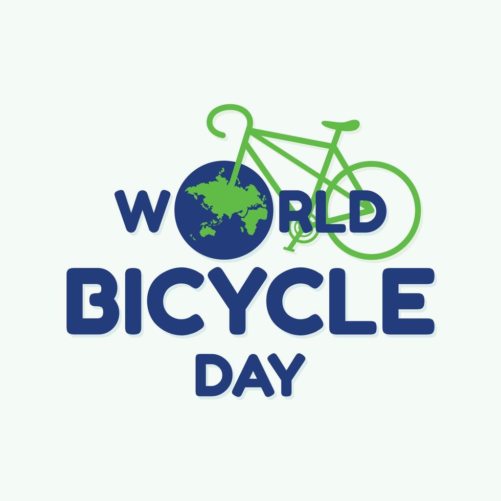 Letter World Bicycle Day on June 3 with world map vector