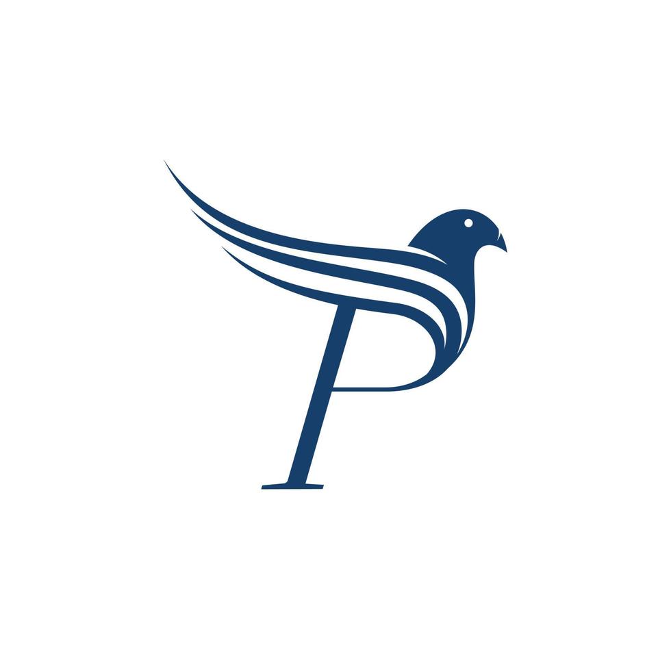 P letter WITH abstract bird on the white background vector