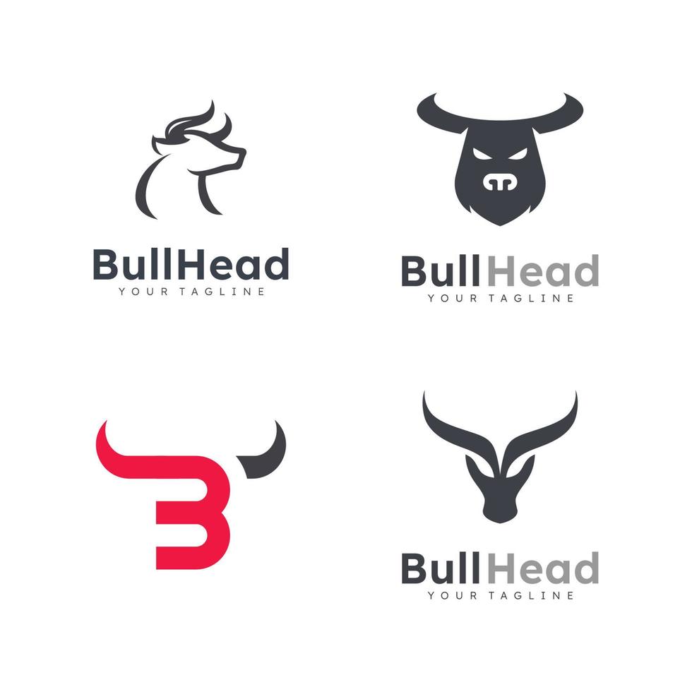 Bull head logo. Abstract bull head with horns icon. vector