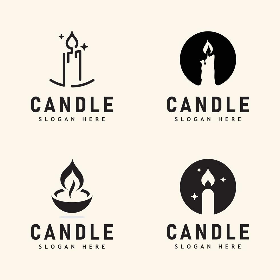 Candle Light Flame Logo Design Illustration vector