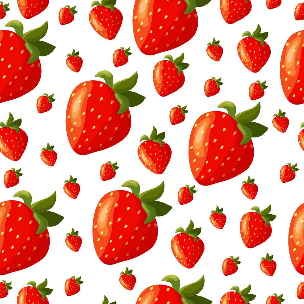 colorido patrón vectorial sin costuras de fresas silvestres, colores saturados brillantes para impresión, embalaje, tela vector