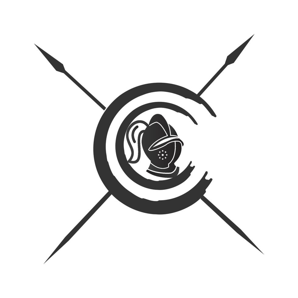 Abstract round shield and helmet of the Spartan warrior symbol vector