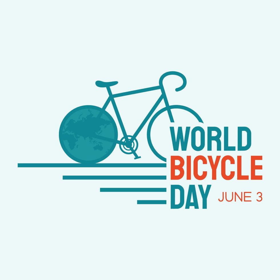 Letter World Bicycle Day on June 3 with world map vector