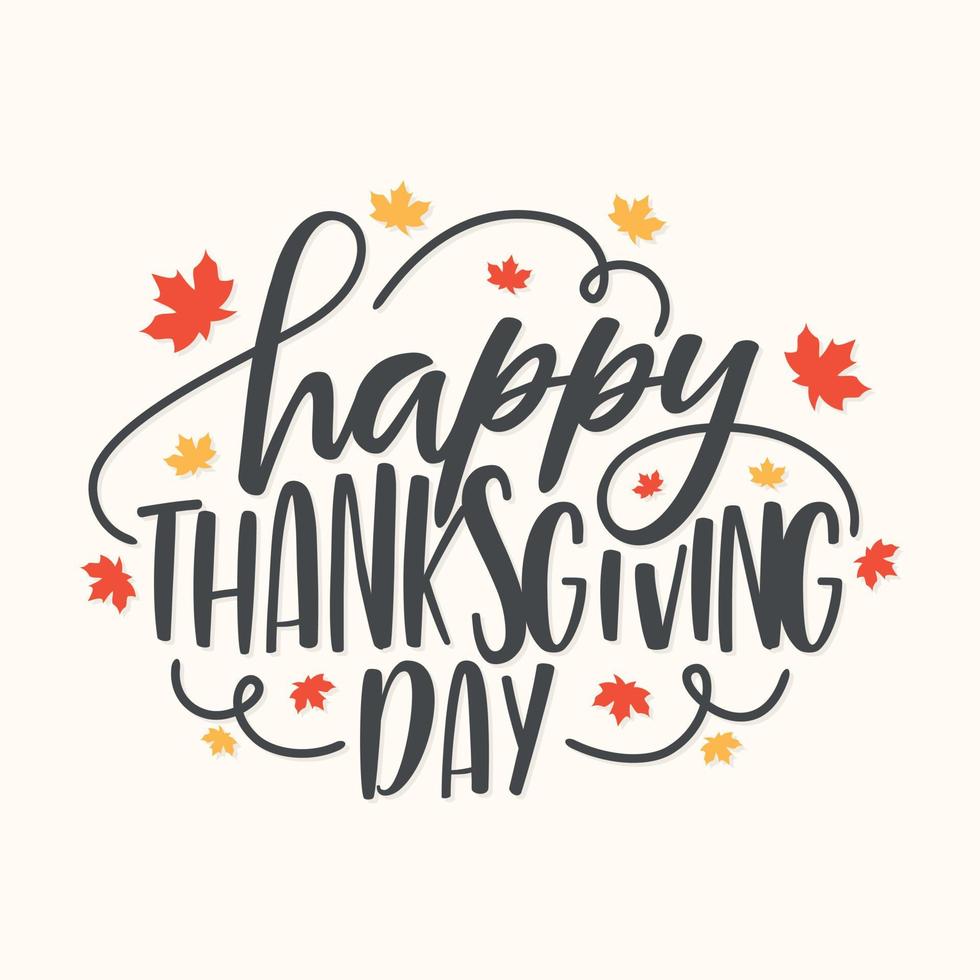 Happy Thanksgiving Day hand lettering text for element design vector