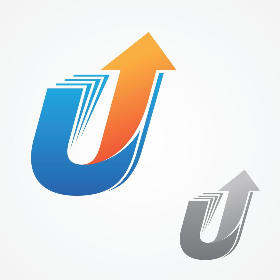 U letter for your best business symbol with arrow vector