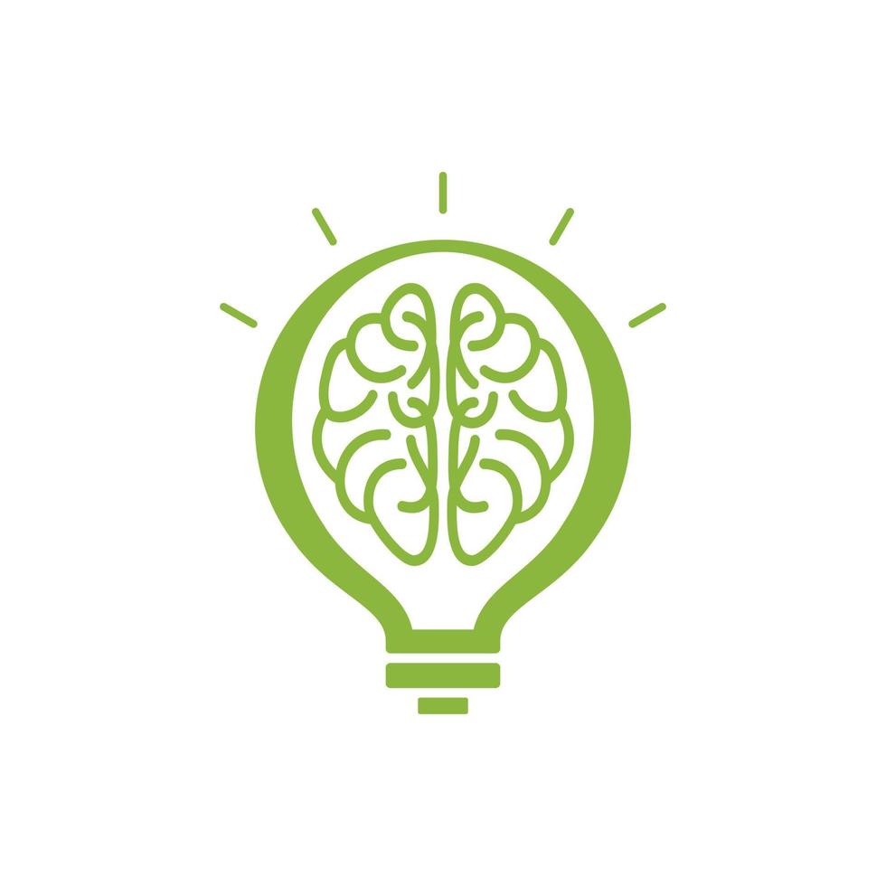 Logo with a half of light bulb and brain vector