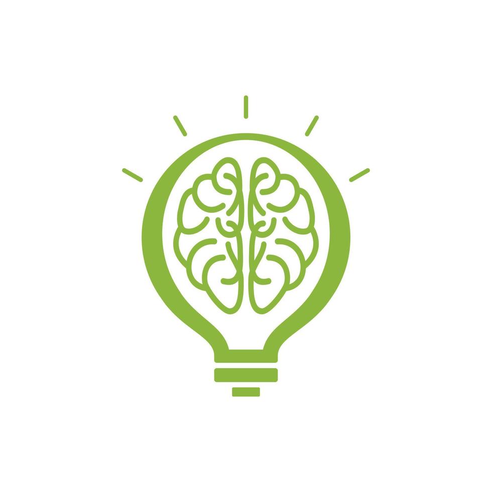 Logo with a half of light bulb and brain vector