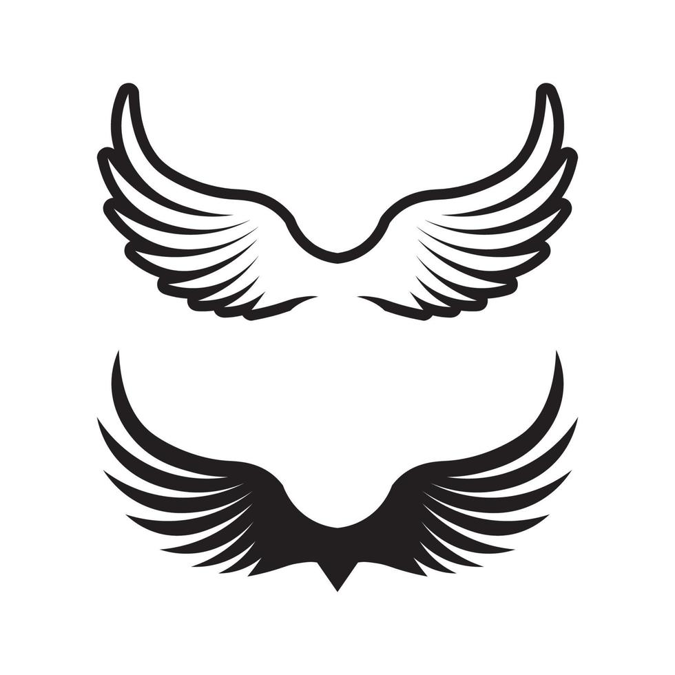 Wings black icons vector set. Modern minimalistic design set