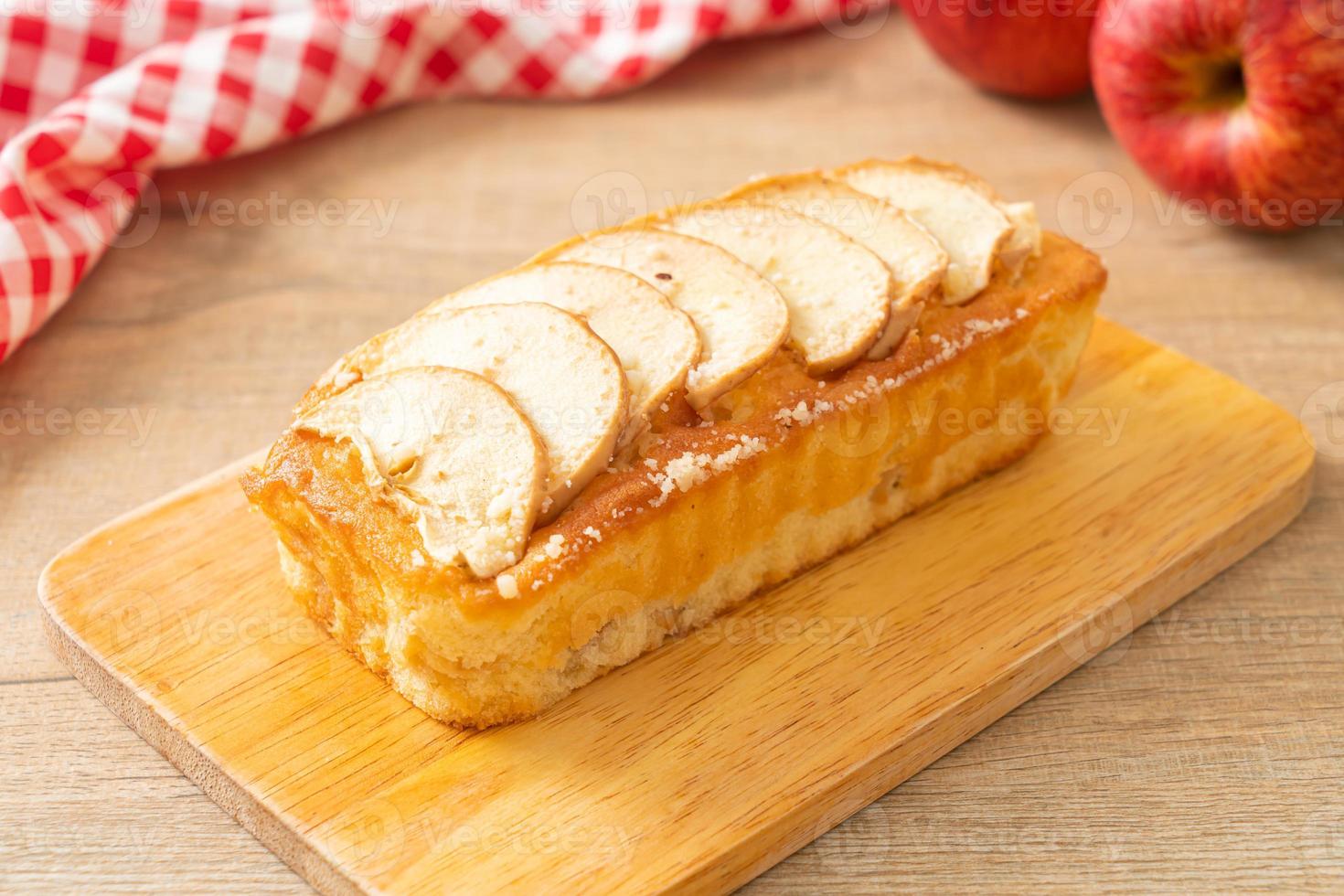 apple loaf crumbled on wood board photo