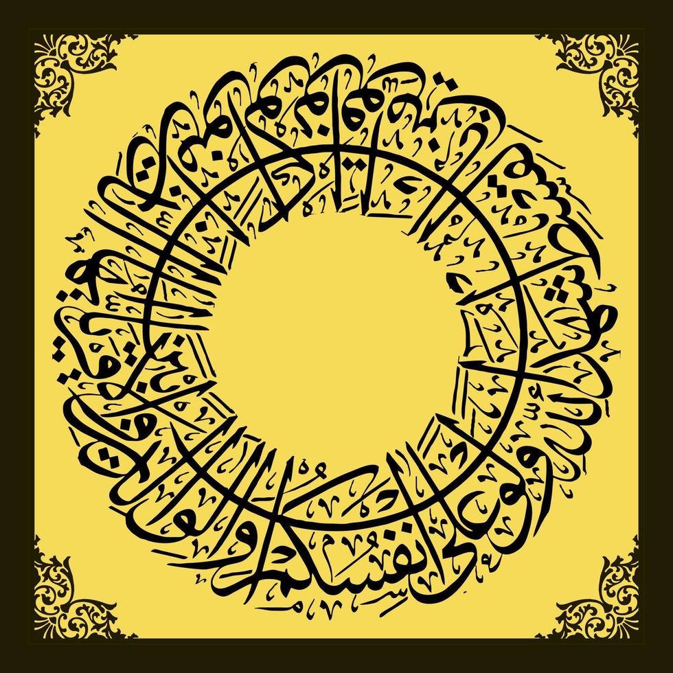 Arabic Calligraphy, Al Qur'an Surah An Nisa Verse 135 , Translation O you who believe, be upholders of justice, witnesses for Allah,.. vector