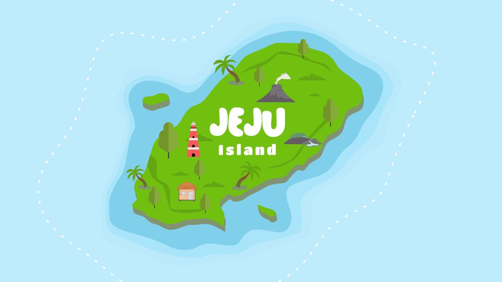 Bienvenido al fondo de la isla de Jeju. bienvenido a en corea del sur, vector