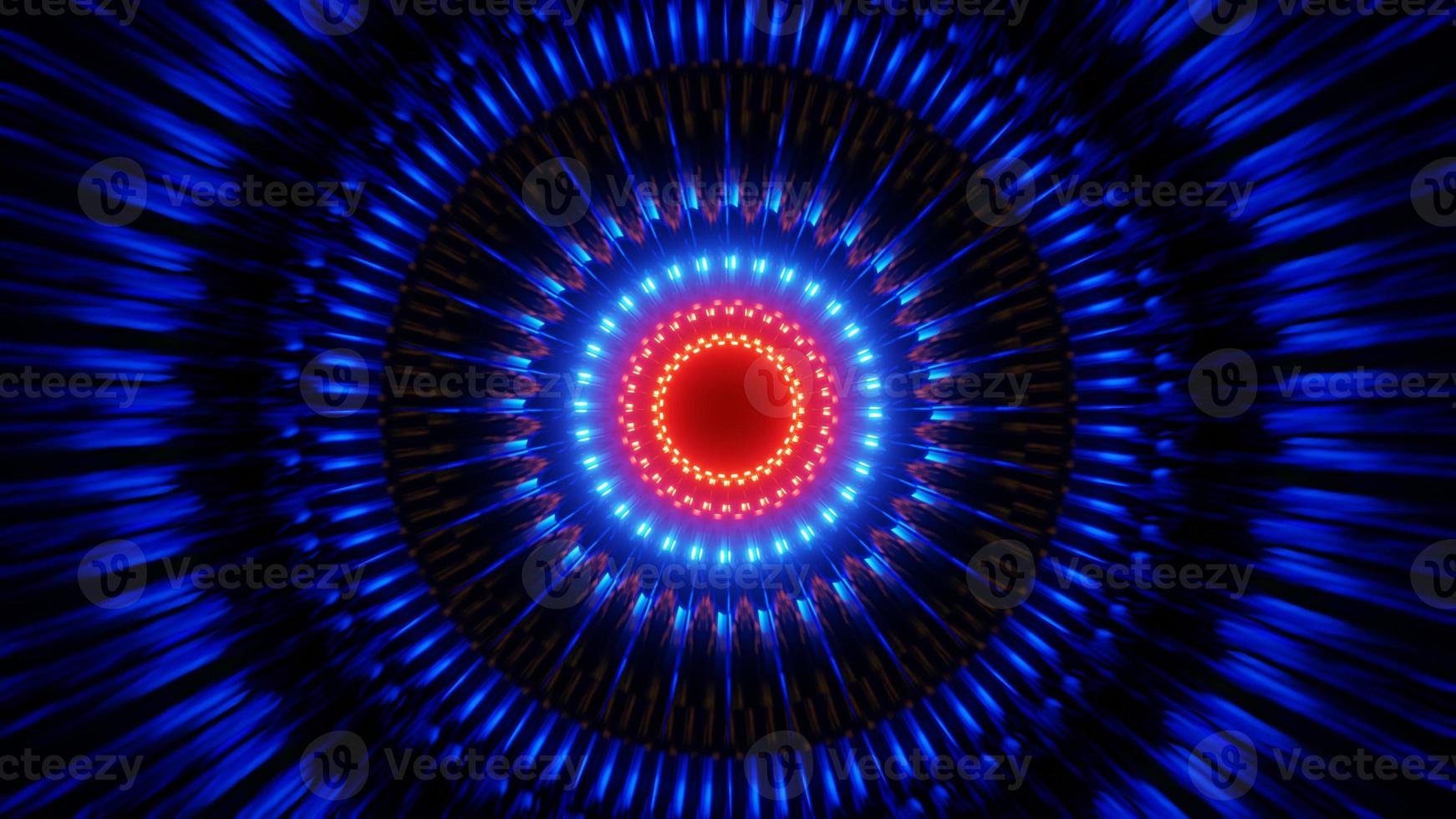 vj loop abstract blue red motion circle with flashes of neon lights 3d render illustration photo