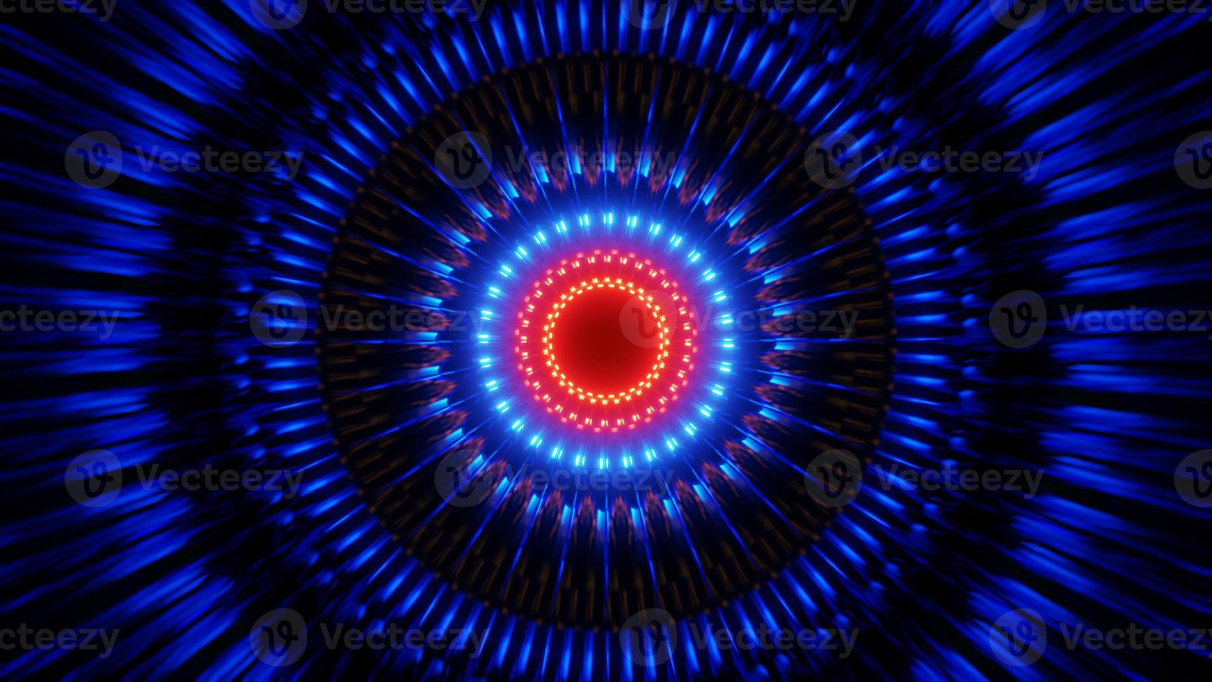 vj loop abstract blue red motion circle with flashes of neon lights 3d render illustration photo