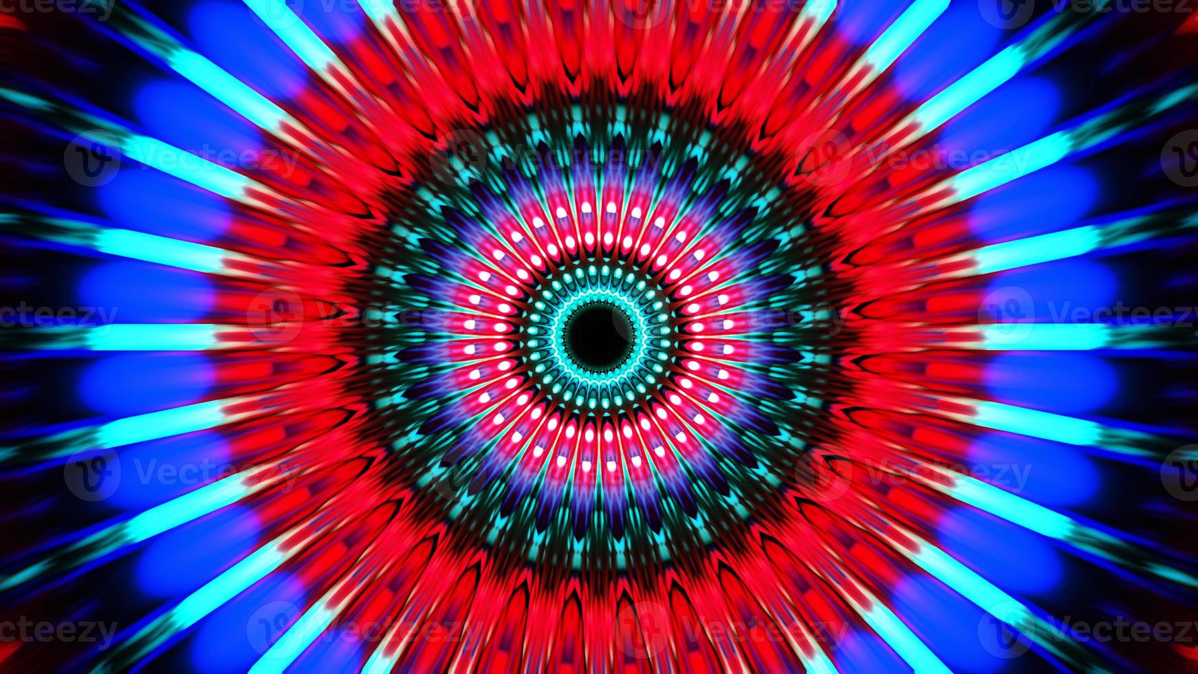 red blue fractal tunnel with iridescent reflect light abstract vj loop background 3d render  illustration photo