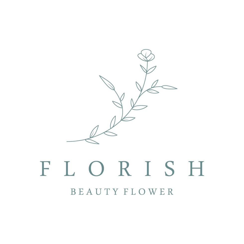 Hand drawn organic botanical organic feminine delicate Logo design for florist, wedding, badge, photographer and beauty. vector
